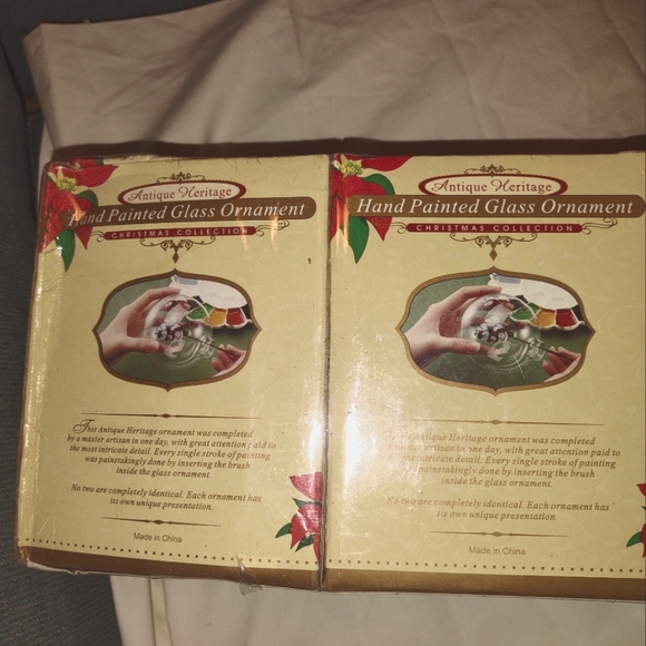 Antique heritage hand painted glass ornament New 4 pack vintage - Picture 9 of 10